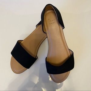 A New Day Sandals Slides Slip On Shoes Women 9.5 Faux Suede Velvet Casual Black